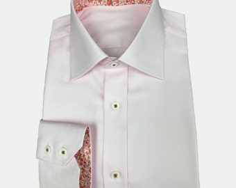 Men&#39;s and Women&#39;s Pink Button-Down Collar Dress Shirt / Custom made / Handmade