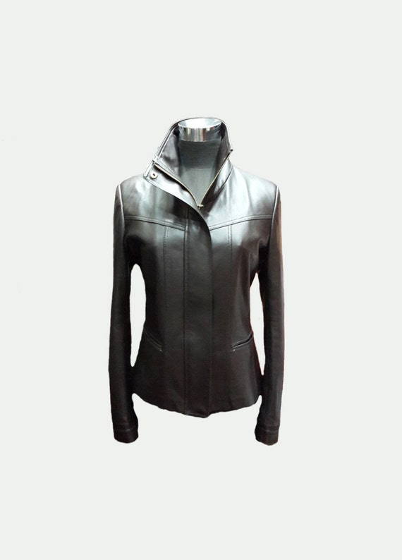 Women S Custom Leather Jacket Chocolate Brown 100 Etsy