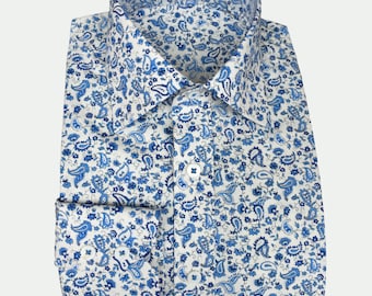 Men&#39;s and Women&#39;s Paisley Button-Down Collar Dress Shirt / Custom made / Handmade