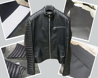 Men Moto Slim Fit Black Biker Leather Lambskin Leather Jacket