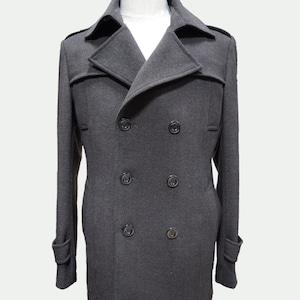 Men&#39;s Custom Coat / Mens coat / Mens Long Coat / Mens Winter Coat / Mens Gray Coat / Wool Coat / Tailor Made