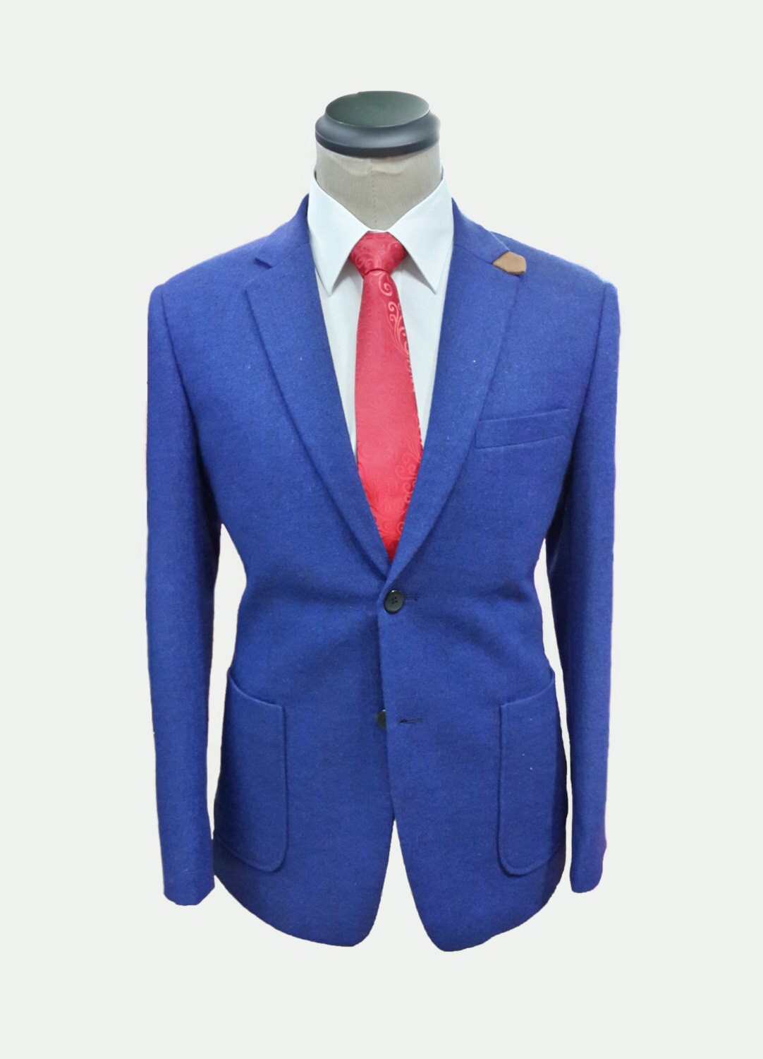 Wool 2 piece Men's suit includes custom jacket and custom pants / Super 110s / Blue and black blend
