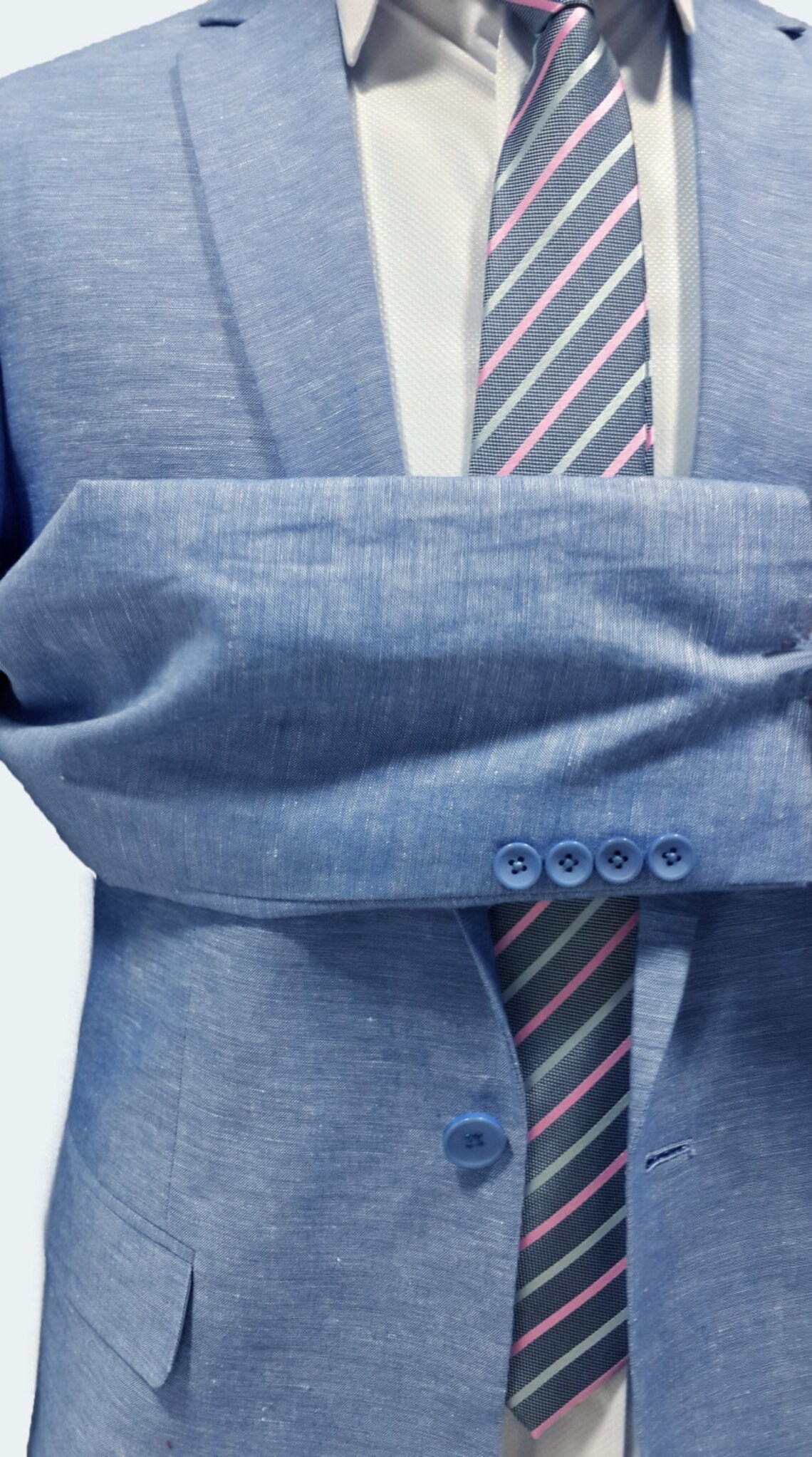 Linen Light Blue 2 Piece Men's Suit Includes Custom Jacket Etsy