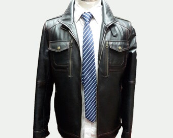 Custom Leather Jacket - Men's Leather Jacket - Black Jacket - 100% Lambskin