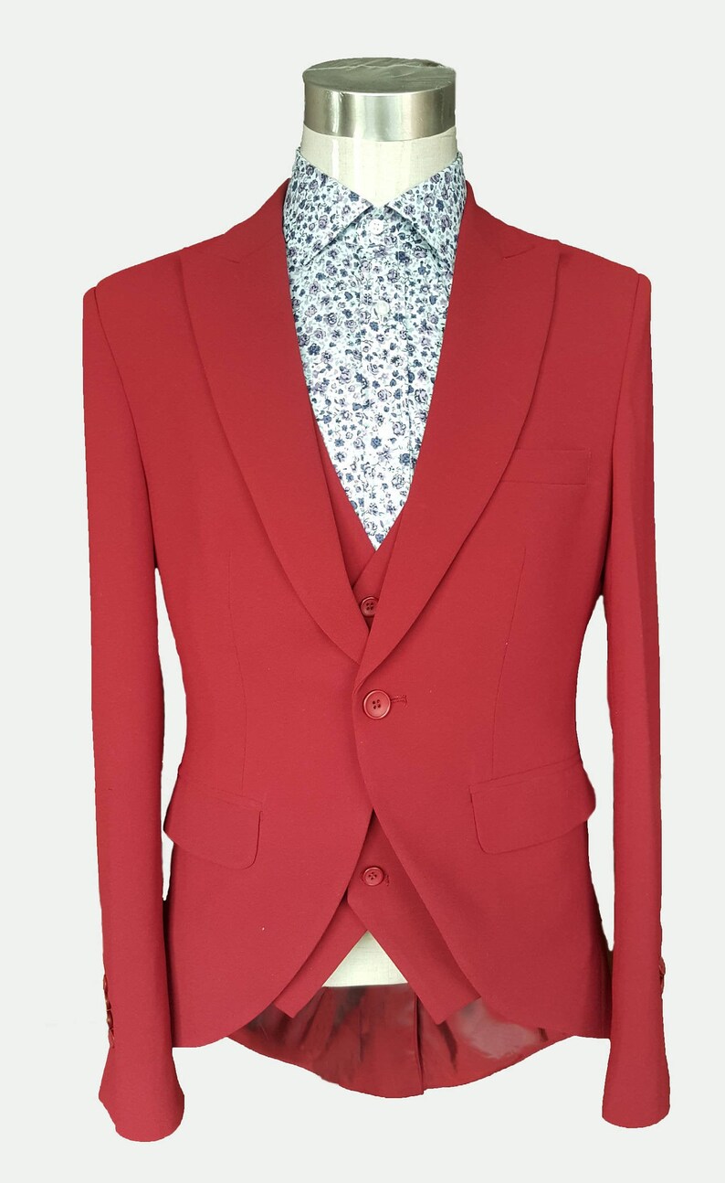 Custom Mens Red Bespoke Suit/ 3 Piece Suit/ Custom Suits/ Made Etsy