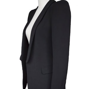 Womens Custom Black Blazer, women slim fit blazer, white jacket, long sleeve jacket, womens blazer image 3