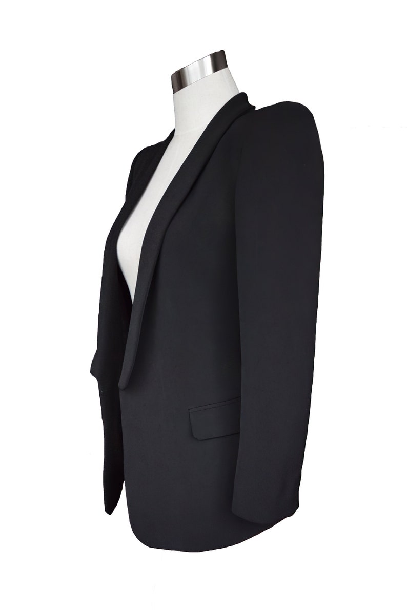 Womens Custom Black Blazer, women slim fit blazer, white jacket, long sleeve jacket, womens blazer image 3