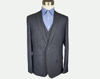 Custom Gray Glen Check  3 piece Men's suit includes custom jacket, vest and custom pants