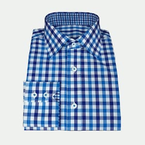Men&#39;s and Women&#39;s Check Button-Down Collar Dress Shirt / Custom made / Handmade