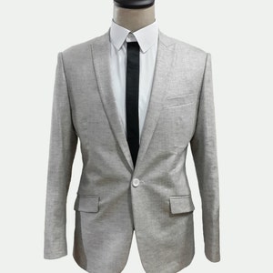 Linen Gray 2 piece Men's and Women's suit includes custom jacket and custom pants / 100% Linen