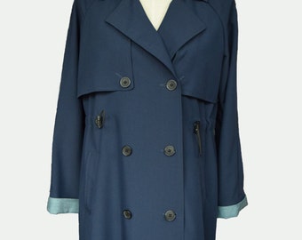 Custom Woman's Trench Coat / Trench Coat/ Womans Blue Trench/ Spring Jacket/ Blue Trench Coat/ Womans Trench Coat/