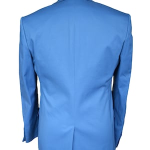 May include: A light blue blazer with a single back vent.