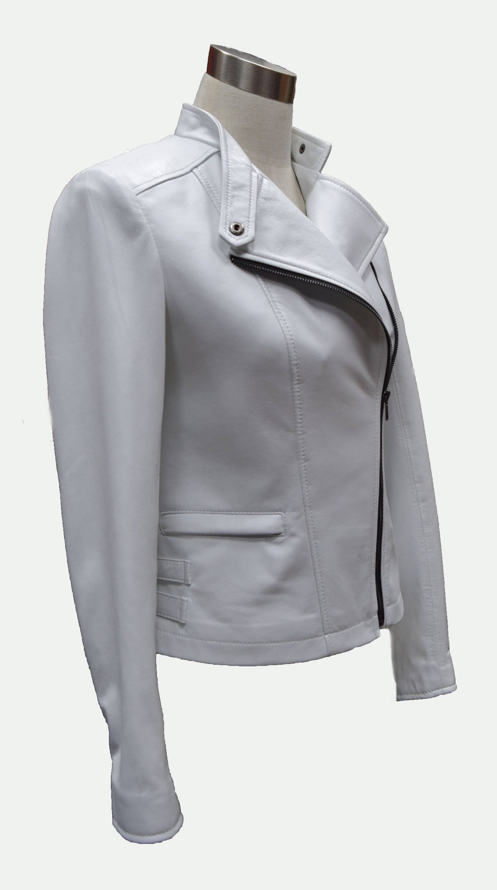 Women's Custom White Biker Jacket White Jacket Short Etsy