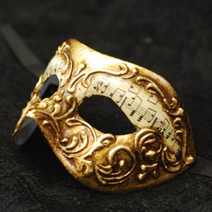 Maschera per bambini di Venezia Oro e carta Musica B02