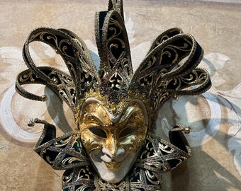 Venetian Mask,Drak Green Joker Mask,Venice Mask