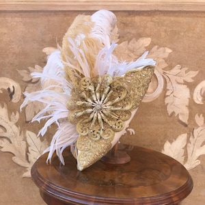 Tricorno Bianco Decorato,Cappello Storico Per Uomo e Donna,Tricorno Veneziano