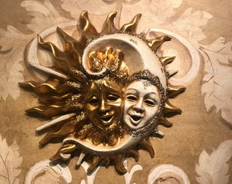 Masque vénitien, soleil et lune, masque original pour la décoration