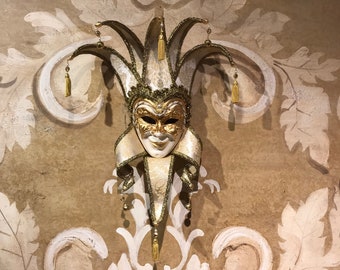 Venetian Mask,White Brocade Joker For Decorations,Original Mask