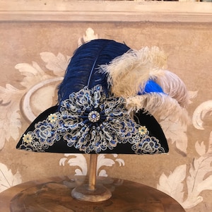Tricorno Decorato,Cappello Storico Da Uomo/Donna In Lana,Costume Di Carnevale