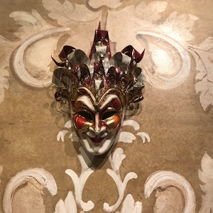 Maschera Veneziana,Joker Rosso,Maschera Originale Di Venezia