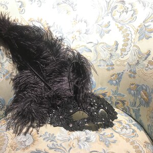 Maschera Veneziana,Piuma Macrame Nera,Maschera Originale