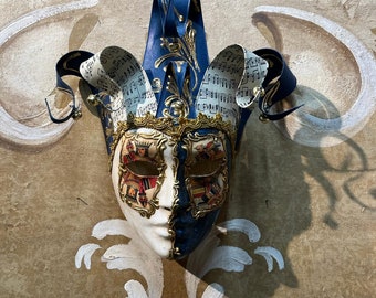 Maschera veneziana,Maschera da giullare blu,Maschera originale