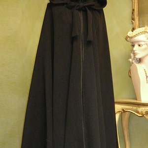 Black Wool Cape for Women with Hood - Black Cloak, Handmade in Venice, Italy - Very Warm M01