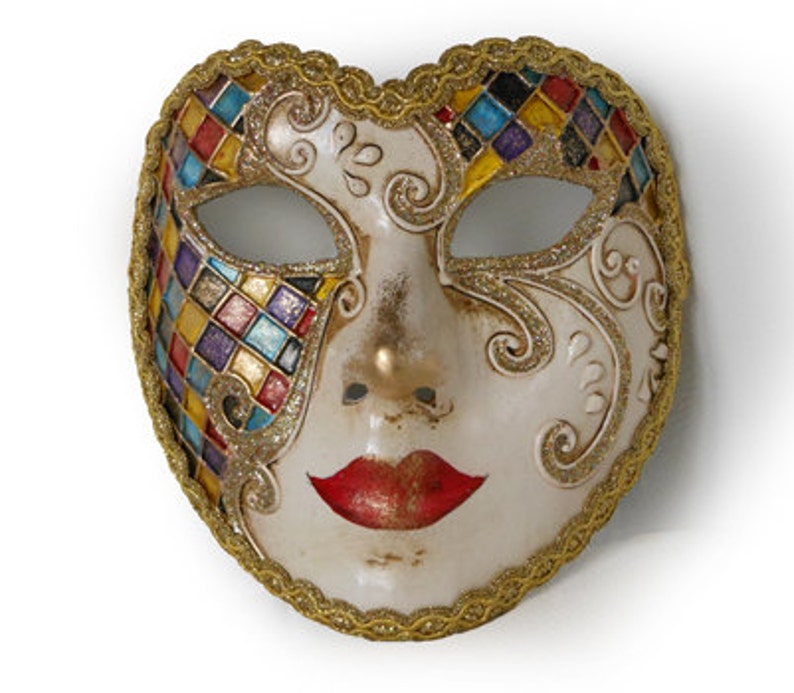 Full Face Mask Heart Mask With Harlequin Pattern Etsy Hong Kong