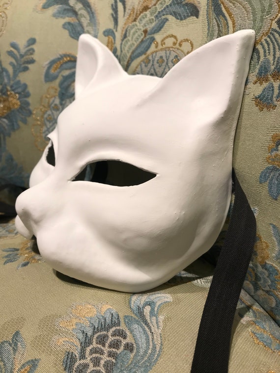 Maschera Veneziana,gatto Bianco Da Dipingere 