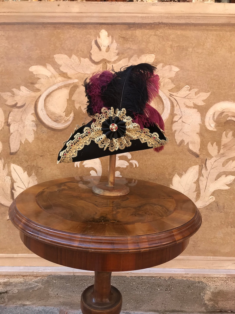 Black Tricorn,Woman and Man Historical Hat