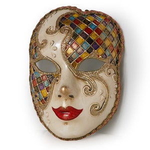 Maschera di Venezia- Arlecchino Volto Intero - Volto quadratini V34