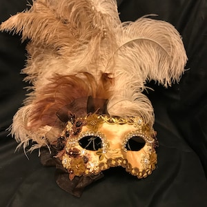 Venetian Mask,Eye Mask for Women with Feathers,Original and Traditional Venetian Mask
