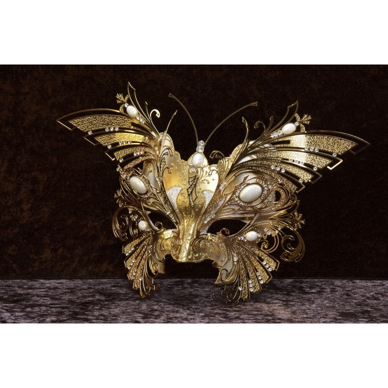 Maschera di Carnevale in stile veneziano da farfalla adulta azzurra
