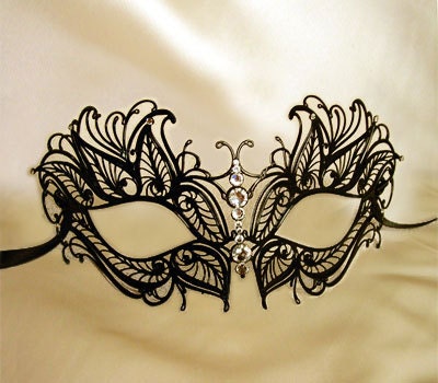 Masquerade Metal Mask Laser Cut - Black Sexy Mask for Women With