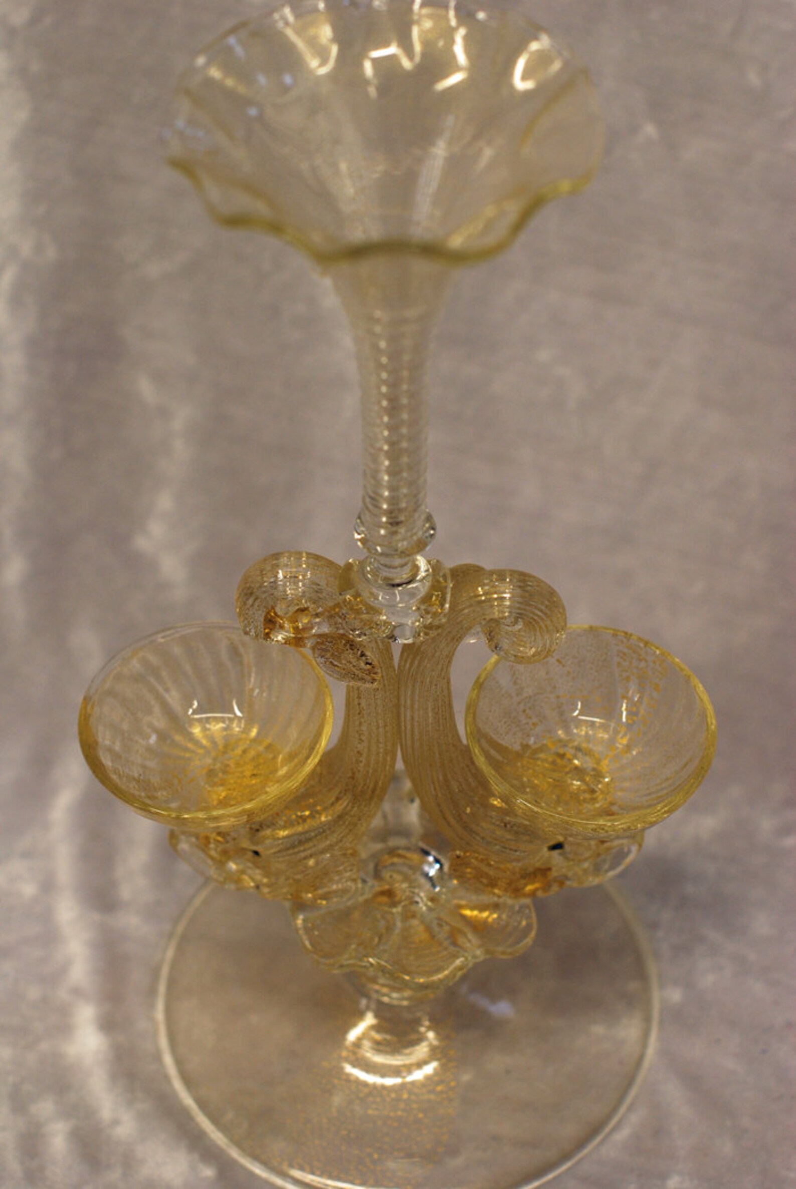 Murano Blown Glass Soltcellar With Two Dolphins, Venetian Home Decor ...