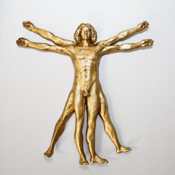Sculpture,Vitruvian Man,Handmade Papier Machè Sculpture