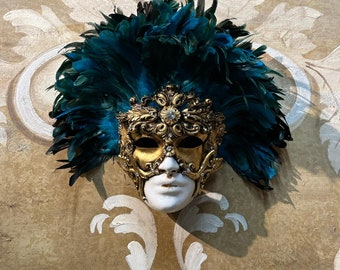 Maschera Veneziana, Maschera Piuma Barocca Blu, Maschera Originale