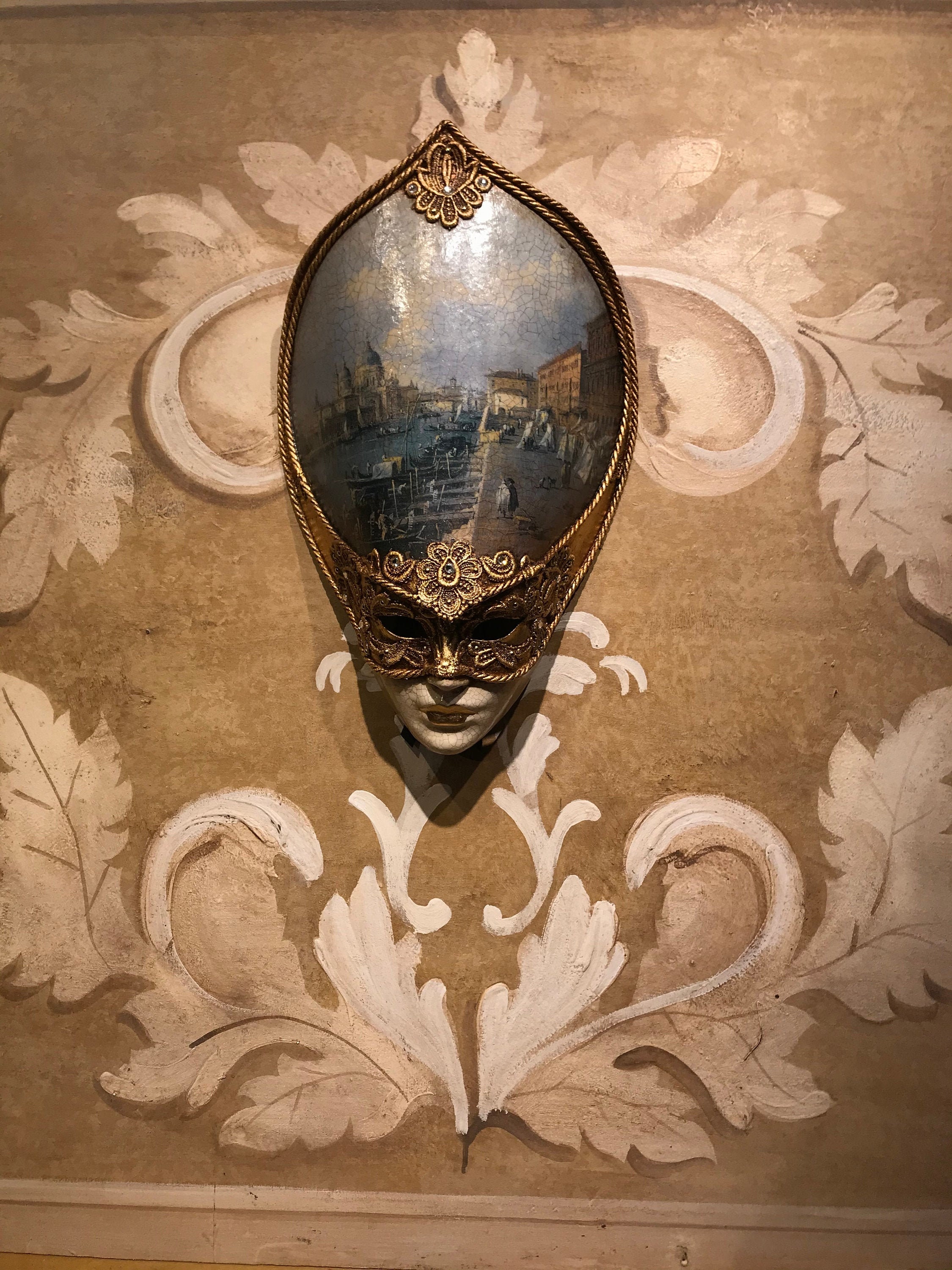 Maschera Veneziana,Decoupage Macrame,Maschera Originale Carta Pesta