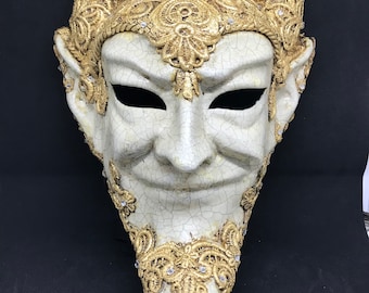 Venetian Mask,Devil Macramè Lace,Dv01 Gold leaf