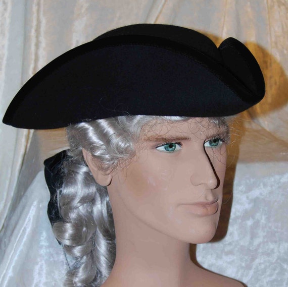 Tricorn Hat for Men Made of Wool Black 