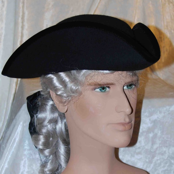 Tricorn Hat for Men made of Wool - Black or White - Pirate costume for men - cap01/cap02