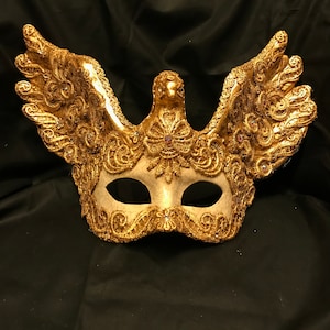 Venetian Mask,Macramè Lace, phoenix gold leaf