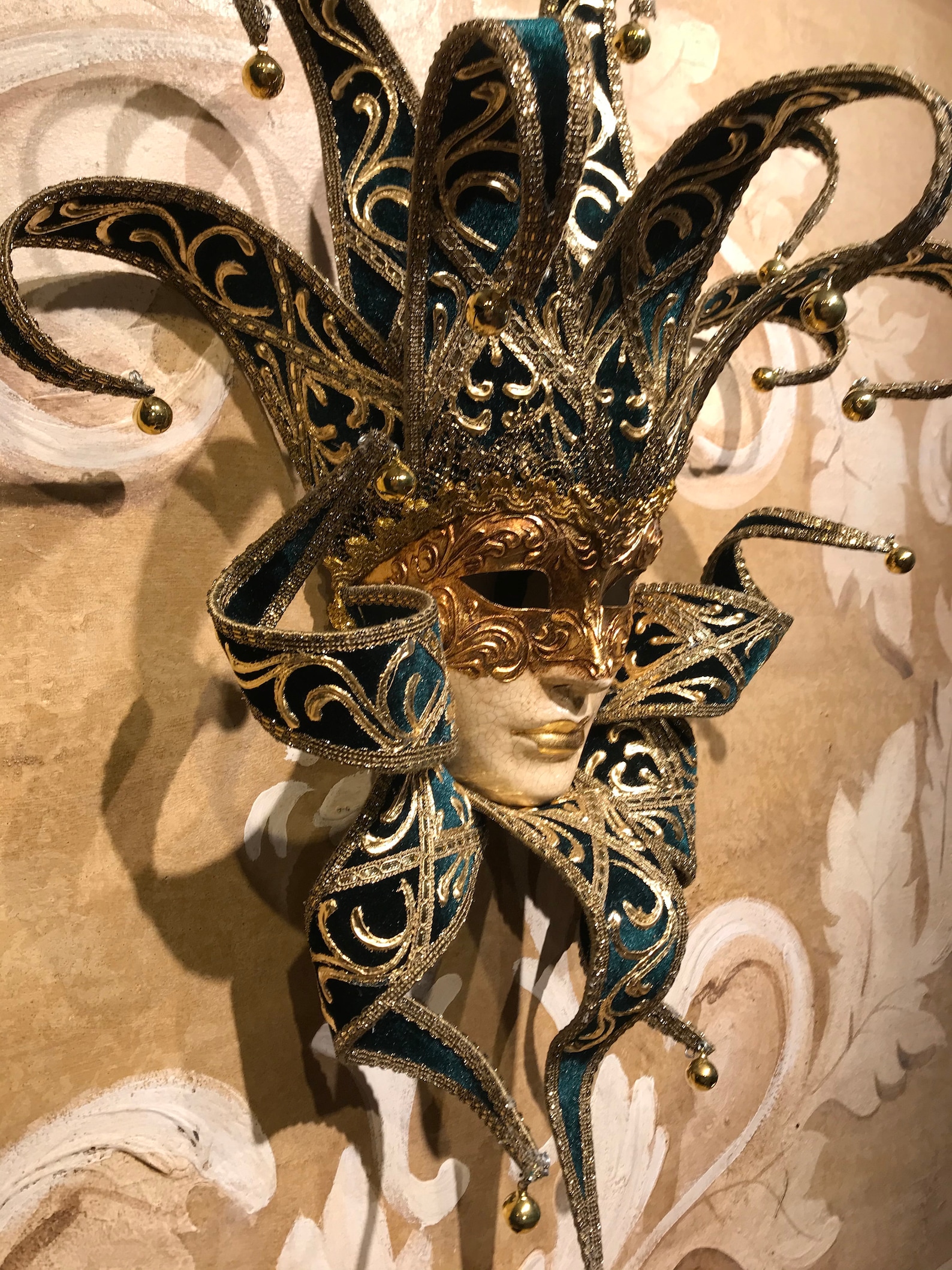 Masque vénitien Bouffon Vert Marin foncé Masque original de Etsy