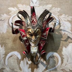 Maschera veneziana,Maschera Joker rossa e musicale,Maschera Venezia