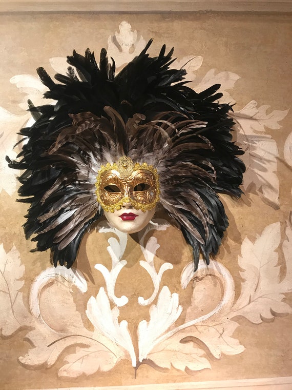 Venetiaans masker withe veren prinses origineel masker België