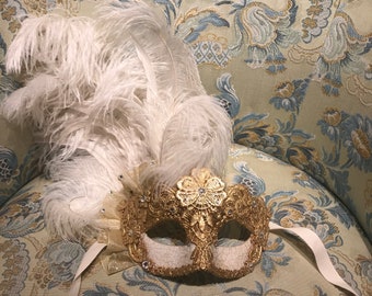 Maschera Veneziana,Piuma Barocca Macrame,Maschera Originale