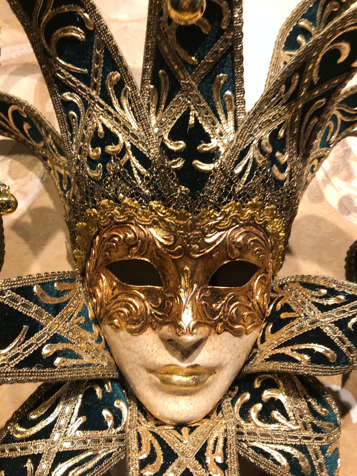 Masque vénitien Bouffon Vert Marin foncé Masque original de Etsy France