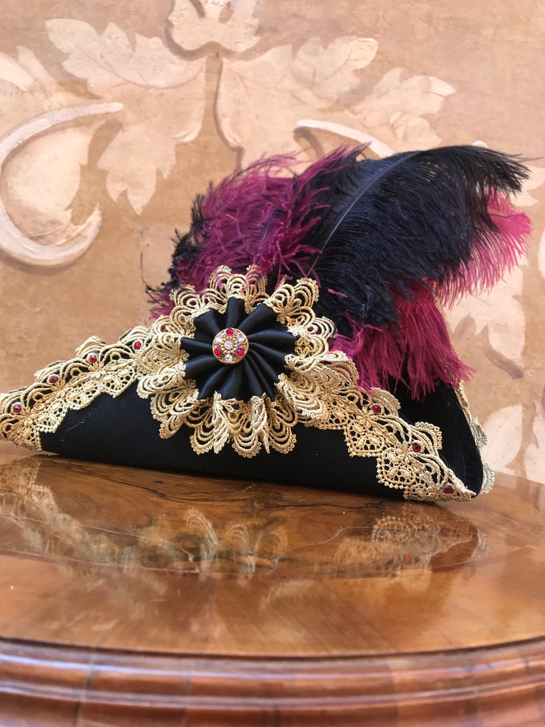 Black Tricorn,Woman and Man Historical Hat
