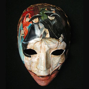 Maskerade Maske handbemalt - Gesichtsmaske Venezianische Maske - Volto Maske mit Gemälden - M13