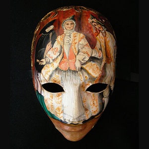 Maskerade Maske Handbemalt - Venezianische Vollgesichtsmaske zur Wanddekoration auch zur Wanddekoration - Volto-Maske mit Gemälden - M17